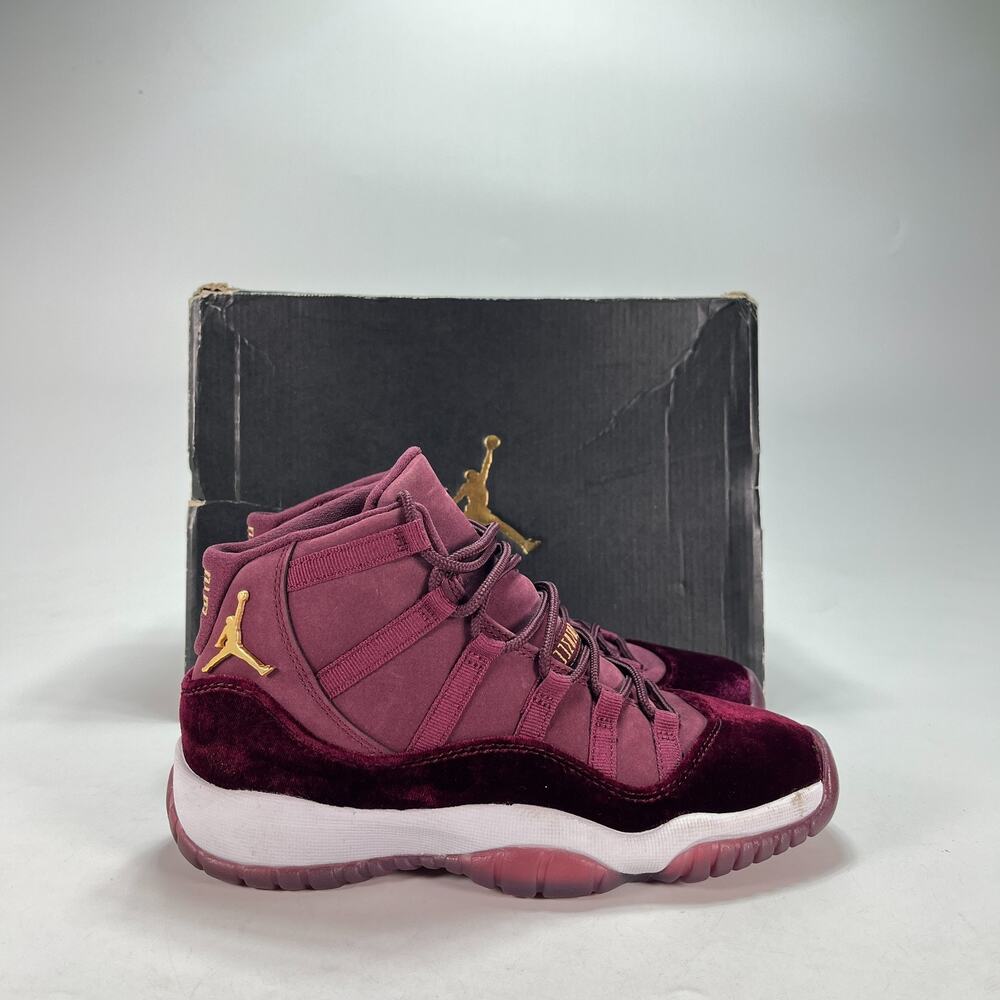 Air Jordan 11 Retro Heiress Velvet Night Maroon Gold Youth Size 4Y w/ Box